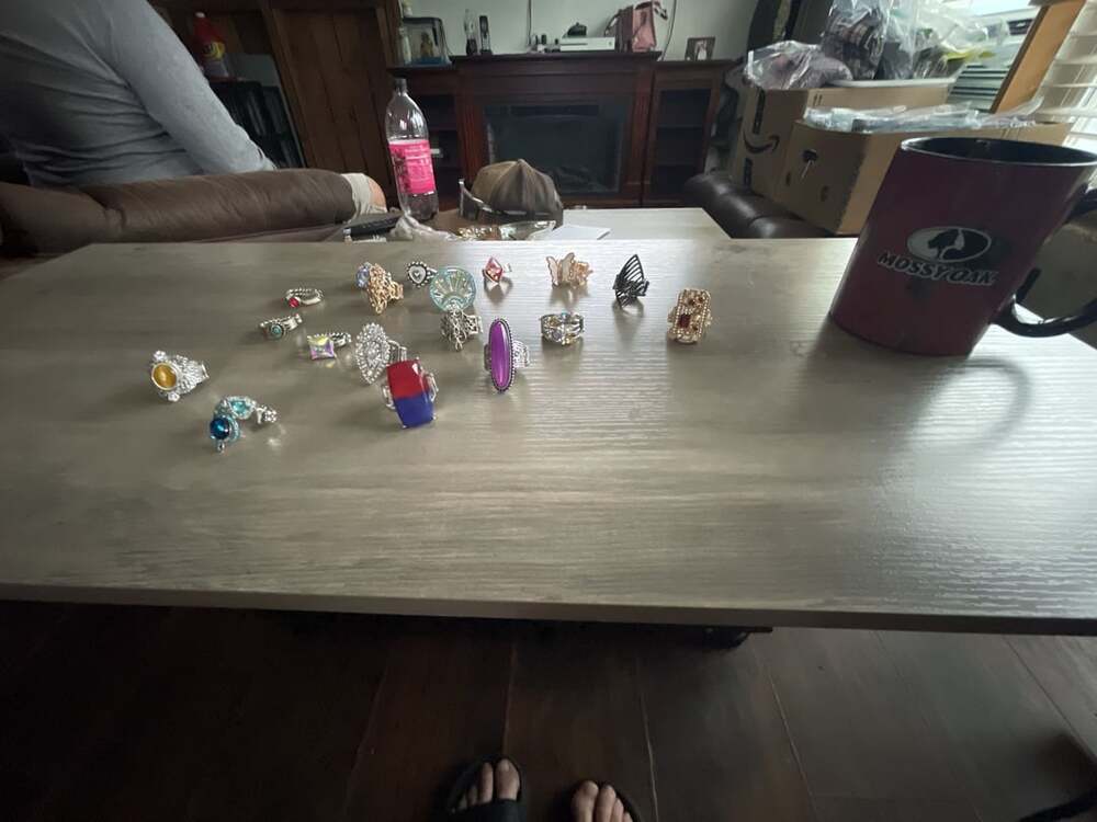 Lot Of 18 Mixed Fashion Statement Rings Rhinestone Costume